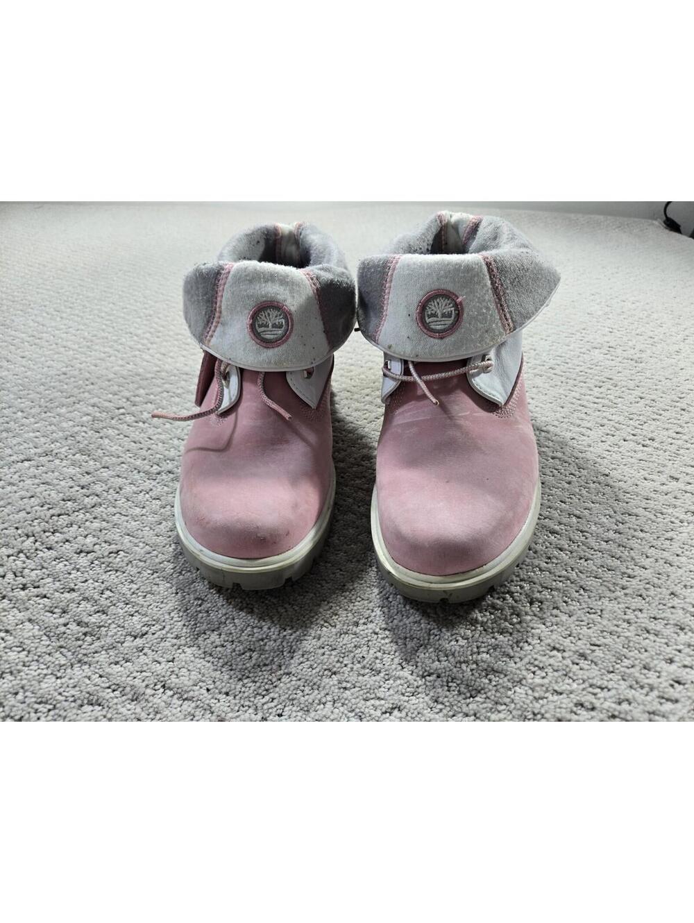 Timberland Boots Womens 8.5M Fold Down White Pink Suede Leather Winter 31395 - Picture 4 of 9